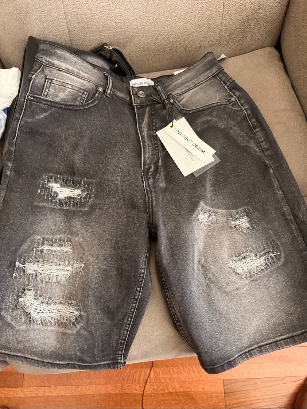 Denim & Supply Ralph Lauren Black Washed Distressed Jean Shorts